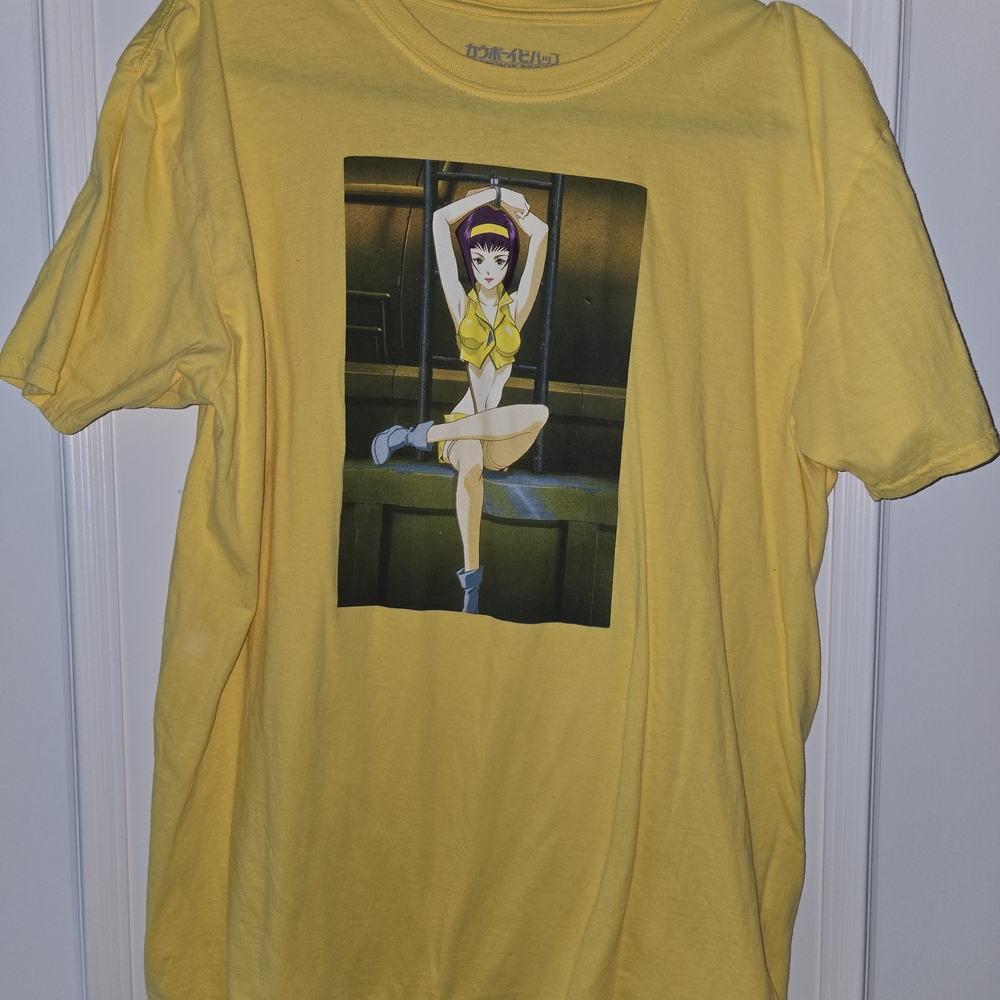Yellow Graphic T-Shirt with Anime Print